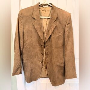 Vtg Perry Ellis Youth 3-Button Microsuede Sport Coat Tan 18